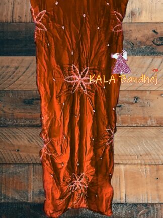 Orange Pure GajiSilk Designer Stole Bandhani Shibori