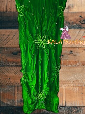 Parrot Pure GajiSilk Designer Stole Bandhani Shibori