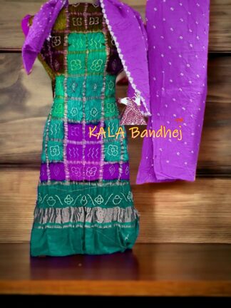 Rama Bandhani Gharchola Dress Material Pure GajiSilk