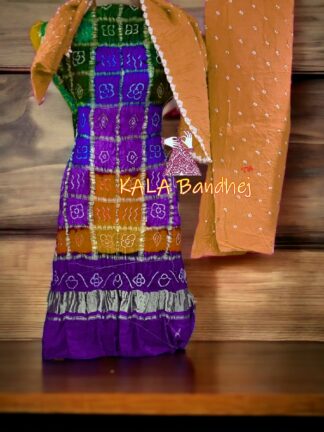 Purple Bandhani Gharchola Dress Material Pure GajiSilk