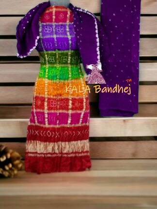 Red Magenta Bandhani Gharchola Dress Material Pure GajiSilk