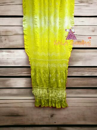 Sunrise Shaded Bandhani Dupatta Pure Gaji Silk Designer 03