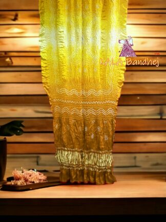 Sunrise Shaded Bandhani Dupatta Pure Gaji Silk Designer 04