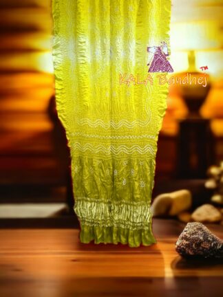 Sunrise Shaded Bandhani Dupatta Pure Gaji Silk Designer 05