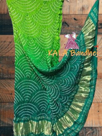 Parrot Rama Wifi Dupatta Bandhani Pure GajiSilk