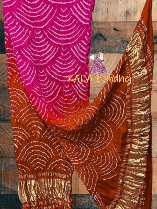Rust Wifi Dupatta Bandhani Pure GajiSilk