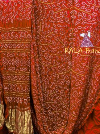 Orange Bandhani Ambadal Palav Saree Pure GajiSilk