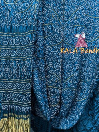 Sky Bandhani Ambadal Palav Saree Pure GajiSilk