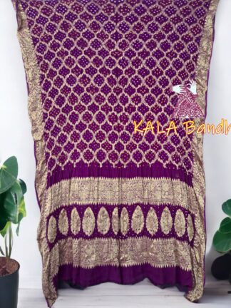Magenta Bandhani Banarasi Dupatta Georgette Silk
