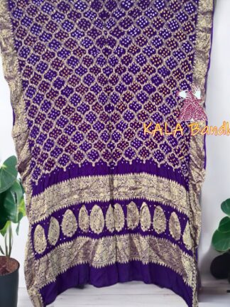 Purple Bandhani Banarasi Dupatta Georgette Silk