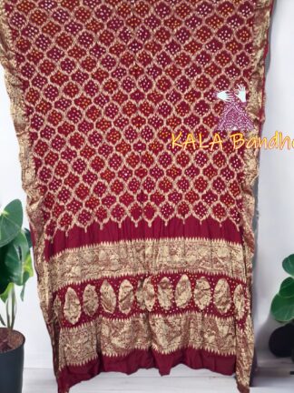 Maroon Bandhani Banarasi Dupatta Georgette Silk