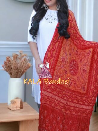 Red Bridal Ancient Chandrakhani Bandhani Dupatta Pure GajiSilk