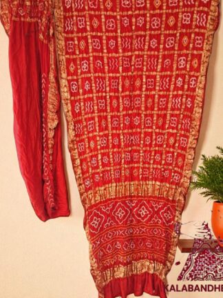 Red Bandhani Saree Pure GajiSilk Naksi Jari Gharchola