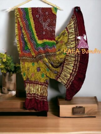 Multi Color Bandhani Dupatta Pure Gaji Silk 02