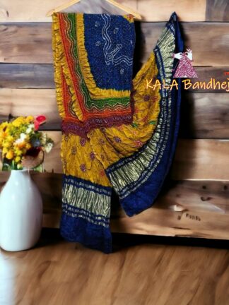 Multi Color Bandhani Dupatta Pure Gaji Silk 03