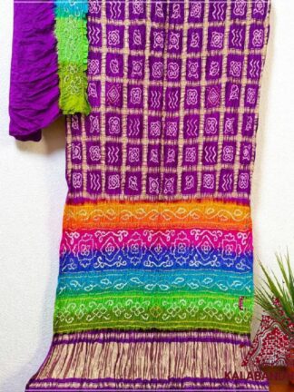 Magenta Multi Bandhani Gharchola Saree Pure GajiSilk