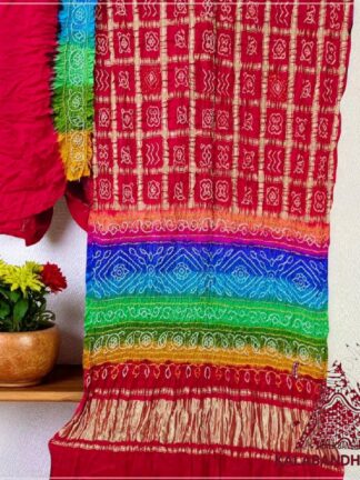 Red Multi Bandhani Gharchola Saree Pure GajiSilk