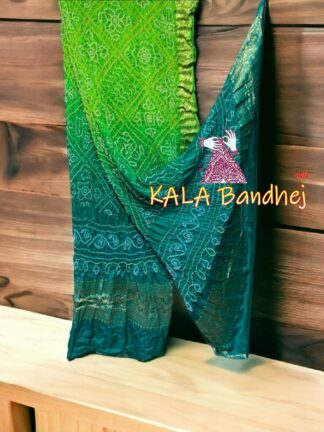 Parrot Rama BavanBarg Naksi Jari Bandhani Dupatta Pure GajiSilk
