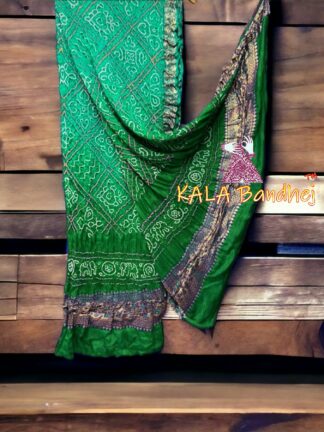 Aqua Rama BavanBarg Naksi Jari Bandhani Dupatta Pure GajiSilk