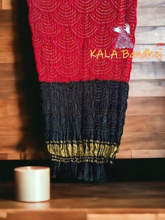 Black Red Wifi Dupatta Bandhani Pure GajiSilk