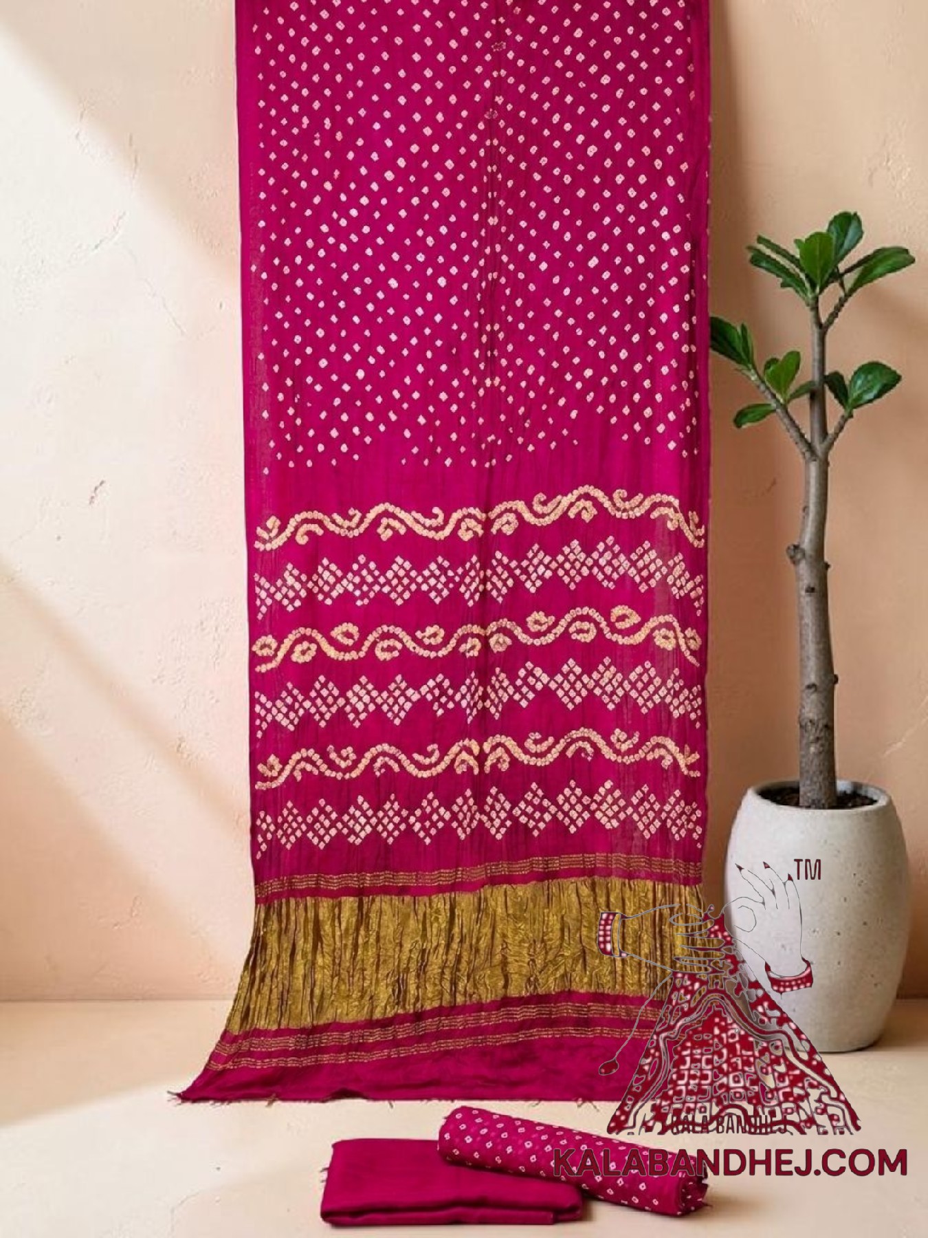 Pink Lagdi Palav Bandhani Saree in Pure Modal Silk