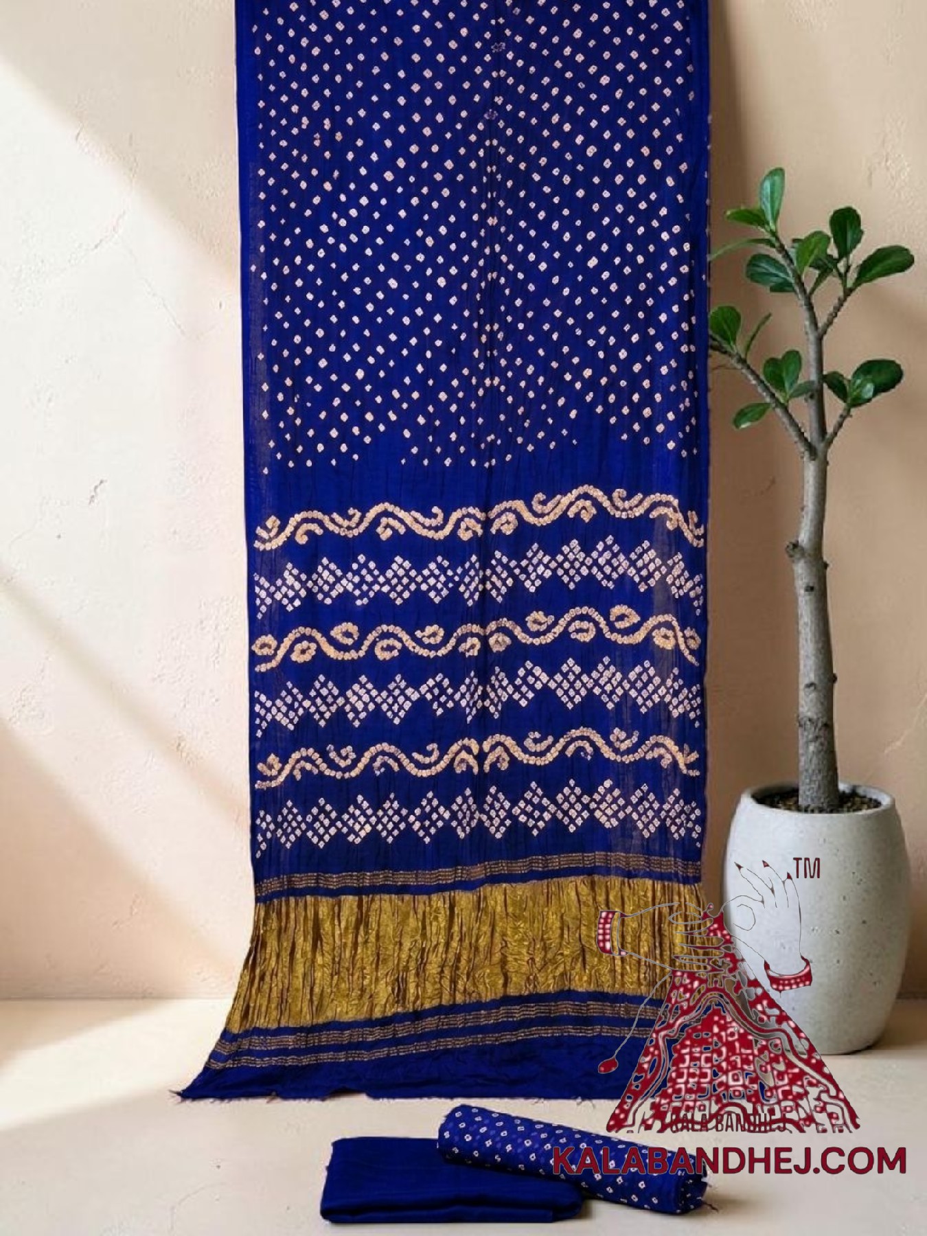 Blue Lagdi Palav Bandhani Saree in Pure Modal Silk