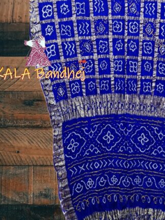 Blue Bandhani Saree Pure GajiSilk Naksi Jari Gharchola