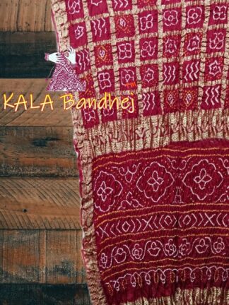 Maroon Bandhani Saree Pure GajiSilk Naksi Jari Gharchola
