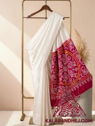 Pink Ras Mandal Bandhani Pallu Panetar Saree Pure Gaji Silk