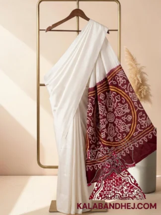 Marron Ras Mandal Bandhani Pallu Panetar Saree Pure Gaji Silk