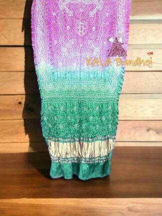 Pink Aqua Shaded Bandhani Dupatta Pure GajiSilk
