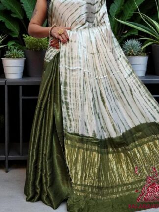 Dark Mahendi Shibori Saree Pure Modal Silk Tie Dye