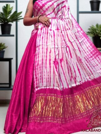 Pink Shibori Saree Pure Modal Silk Tie Dye