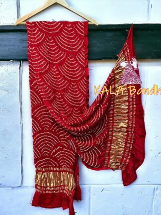 Red Wifi Dupatta Bandhani Pure GajiSilk