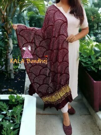 Brown Wifi Dupatta Bandhani Pure GajiSilk