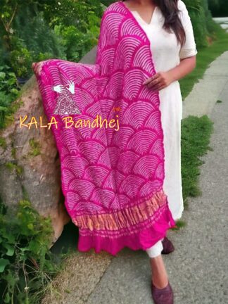 Pink Wifi Dupatta Bandhani Pure GajiSilk