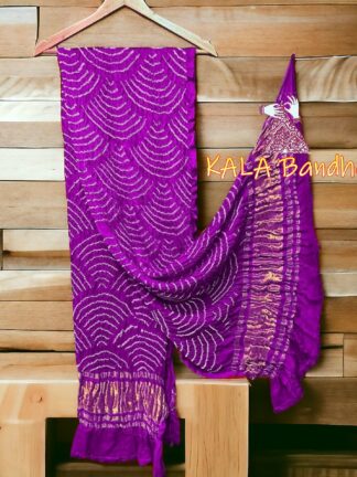 Magenta Wifi Dupatta Bandhani Pure GajiSilk