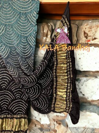 Silver Black Wifi Dupatta Bandhani Pure GajiSilk