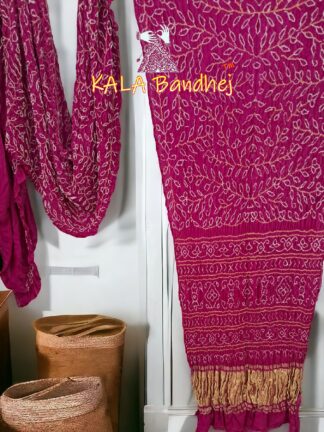 Pink Love Bandhani Ambadal Palav Saree Pure GajiSilk