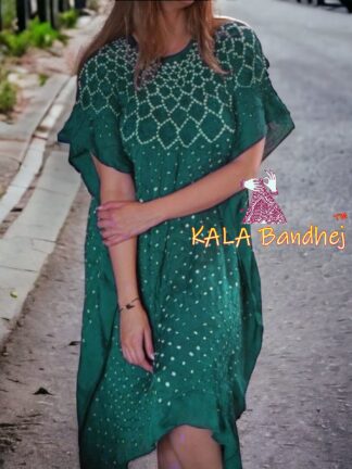 Rama Bandhani Designer Kaftan Pure Gaji Silk