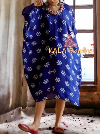 Blue Bandhani Kaftan Pure Cotton