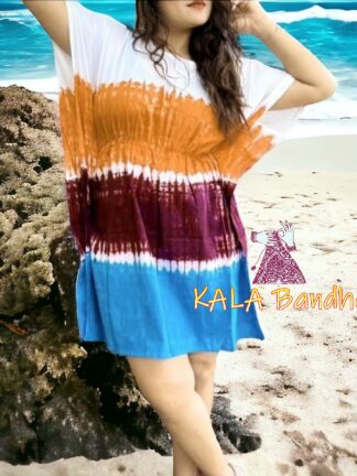 Rust Sky Shibori Tie Dye Kaftan Pure Cotton