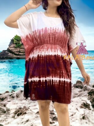 Brown Ombre Shibori Tie Dye Kaftan Pure Cotton