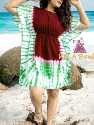 Brown Shibori Tie Dye Kaftan Pure Cotton