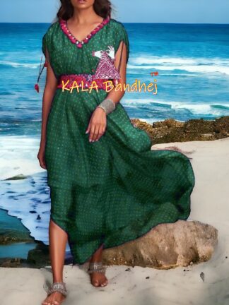 Rama Sea Dani Bandhani Kaftan Pure Modal Silk