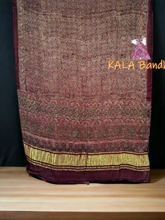 Marron Ajrak Dupatta Hand Block Pure ModalSilk