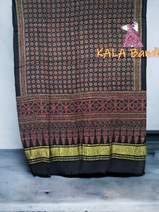 Black Ajrak Dupatta Hand Block Pure ModalSilk