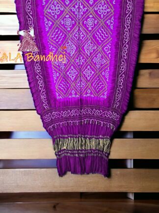 Magenta BavanBarg Bandhani Dupatta Pure Gaji Silk