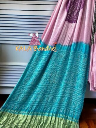 Aqua Ras Mandal Bandhani Multi Color Saree Pure Gaji Silk