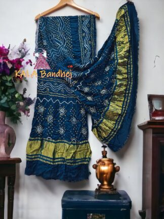 Peacock Blue Chandrakhani Bandhani Dupatta Pure Modal Silk